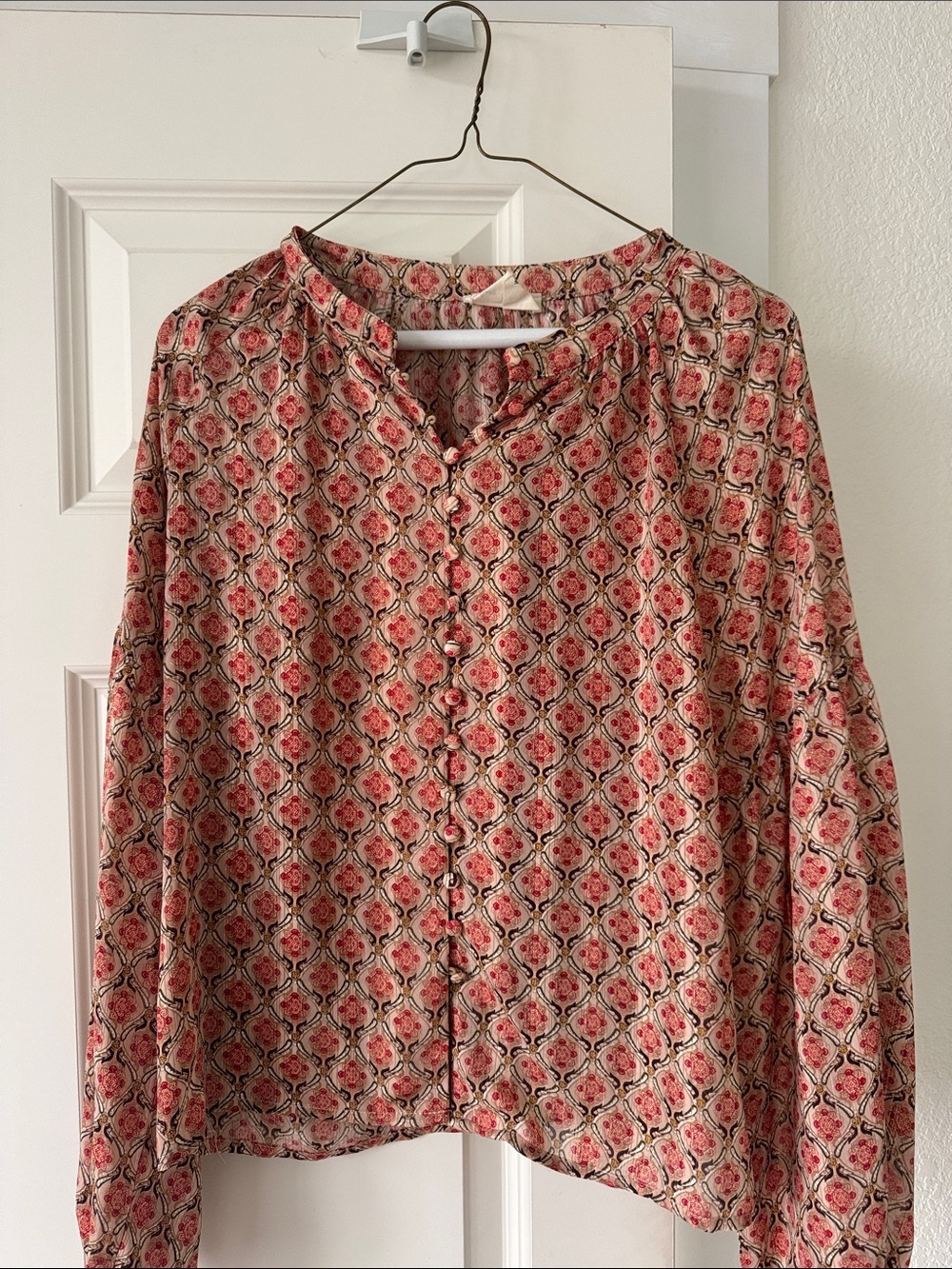 Women's Pink Floral Print Button-Down Shirt